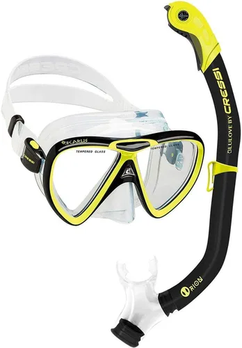 Vista 6 de Cressi - Juego de snorkel para adulto en silicona cómoda y pura, máscara y snorkel semiseco Ikarus & Orion