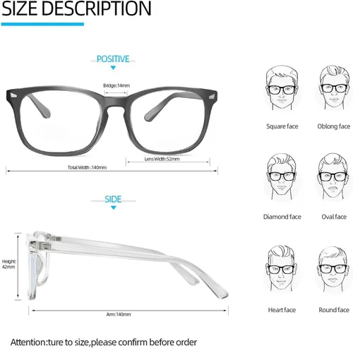Vista 2 de NZKNP Gafas de luz azul para mujeres y hombres, protección contra la luz azul, gafas falsas Paquete de 2 - negro transparente
