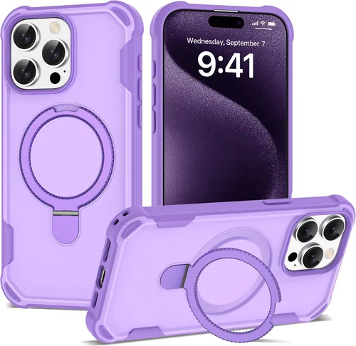 Vista 30 de Funda compatible con iPhone 12 y 12 Pro de 6.1 pulgadas con soporte de anillo magnético [protección militar contra caídas] [compatible con MagSafe]