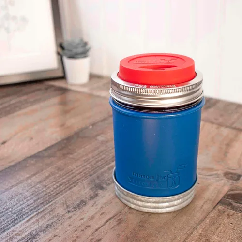 Vista 4 de Mason Jar Lifestyle Pinta de boca ancha de silicona de 16 onzas para proteger la pelota, Kerr, tarros de conservas (4, Americana Multicolor)