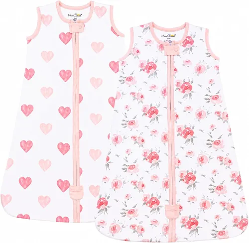 Vista 50 de Manta de algodón orgánico para bebé, saco de dormir 0.5 TOG 0-6 meses, paquete de 2 unidades Rosette