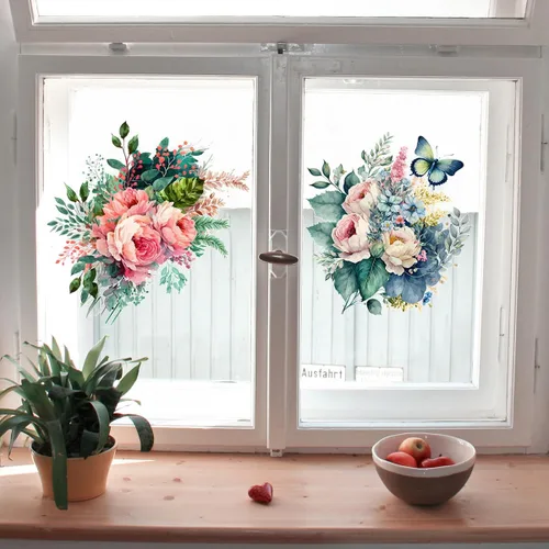 Vista 6 de 4 calcomanías autoadhesivas para asiento de inodoro, diseño floral, diseño de flores de acuarela, para colocar en casa, para dormitorio, sala