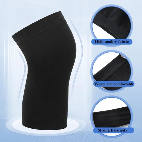 Vista 5 de Geyoga 4 pares de calentadores de rodilla para mujeres y hombres, calentadores de piernas transpirables, rodillera, almohadilla de compresión