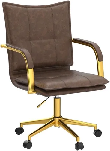 Vista 5 de MOJAY Silla de escritorio ergonómica de cuero con respaldo medio, moderna silla tapizada para computadora, silla de oficina ejecutiva con brazos