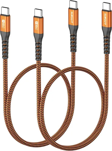 Vista 8 de SUNGUY Cable corto USB C a USB C de 1 pie [paquete de 2] de carga rápida de 60 W Naranja