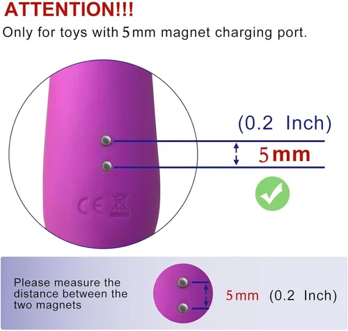 Vista 4 de Cable de carga magnético USB CC de 2,7 pies de repuesto para juguetes recargables, masajeadores, cepillo de dientes eléctrico (5 mm)