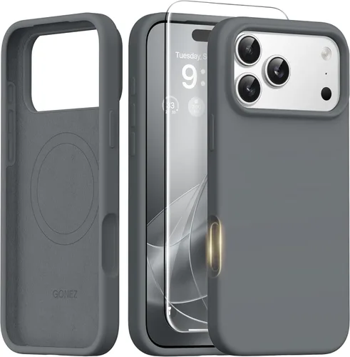 Vista 14 de GONEZ Funda magnética para iPhone 14, compatible con Magsafe, con protector de pantalla + protector de cámara, forro de microfibra antiarañazos