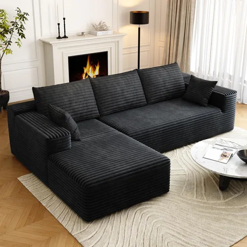 Vista 9 de Sofás seccionales de 95 pulgadas para sala de estar, sofá de nube tapizado en forma de L, sofás modulares y sin hueso, moderno sofá modular