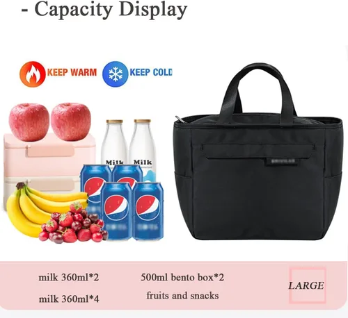 Vista 3 de Bolsa de almuerzo para adultos, bolsa térmica con aislamiento, bolsas de almuerzo reutilizables para mujeres/hombres para oficina, trabajo, picnic