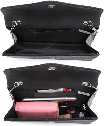Vista 6 de Dasein Bolso de mano de satén esmerilado para mujer, bolso cruzado para fiesta, graduación, boda, sobre
