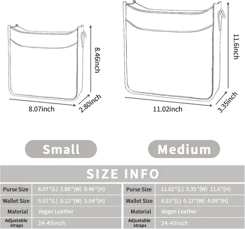 Vista 5 de KITATU 2 bolsos cruzados para mujer, bolsos de mano hobo de hombro de diseñador bolso de cuero vegano con 2 correas