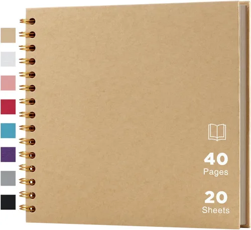 Vista 18 de potricher Álbum de Recortes DIY de 7 x 7 Pulgadas, 40 Páginas, Tapa Dura, Papel Kraft, Álbumes de Fotos para Recortes, Libro de Recuerdos para Bodas