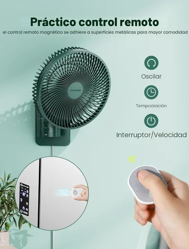 Vista 3 de Comoistar - Ventilador oscilante montado en pared con control remoto y temporizador, ventilador pequeño de 8.5 pulgadas para RV con 4 velocidades