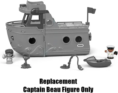 Vista 3 de Figura de repuesto del Capitán Beau con prismáticos para Fisher-Price Little People Travel Together Friend Ship Playset - FHD92