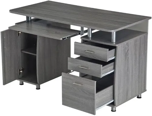 Vista 7 de Scranton & Co Escritorio de computadora pequeño de madera MDF contemporáneo en gris