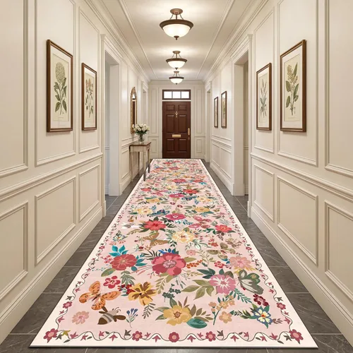 Vista 75 de UKELER Tapete antideslizante para puerta, alfombras de acento modernas para entrada, estilo romántico campestre americano, alfombras de algodón