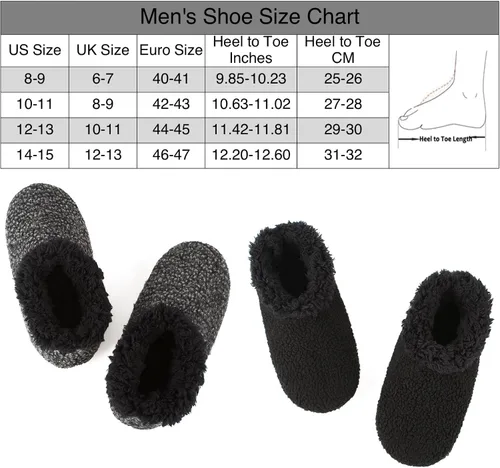 Vista 4 de Cozylook Paquete de 2 pantuflas de casa para hombre, suela suave, calcetines acogedores y mullidos con agarres antideslizantes, regalos únicos