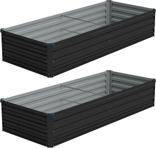 Vista 17 de Vengarus Kit de cama de jardín galvanizado elevado de 6 x 3 x 1 pies (paquete de 2), maceta de metal para exteriores, contenedor rectangular de Negro
