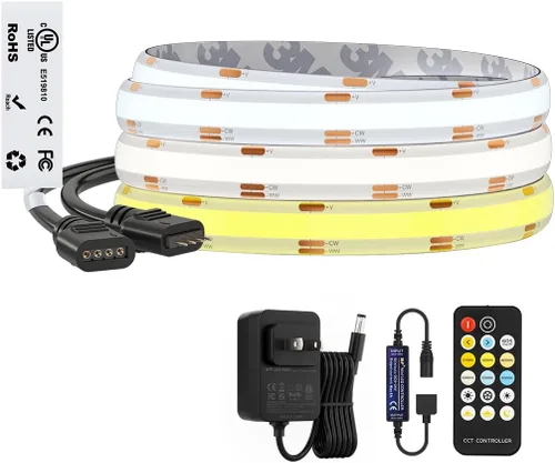 Vista 10 de BTF-LIGHTING - Tira de luz LED COB blanca sintonizable de 3000K-6000K con control remoto RF, CRI 90+ DC12V 16.4 pies regulable CCT ultra brillante