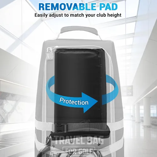 Vista 5 de Bolsa de viaje de golf con ruedas, tela Oxford resistente 900D, funda de viaje de golf para aerolíneas, adecuada para bolsas de golf estándar