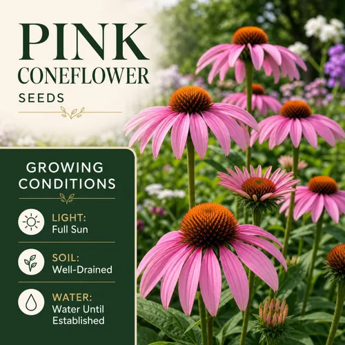 Vista 4 de 100 semillas de Echinacea rosa – Semillas tradicionales sin OMG de equinácea para jardines perennes amigables con los polinizadores
