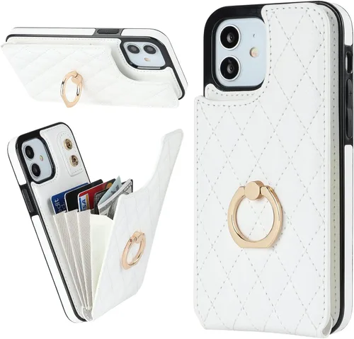 Vista 12 de Folosu Funda compatible con iPhone 12 iPhone 12 Pro con soporte para tarjetas, rotación de 360°, soporte de anillo de dedo con función atril