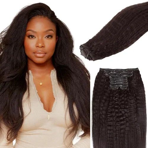 Vista 12 de Lashey Extensiones de cabello humano con clip, sin costuras, #1, color negro azabache, extensiones de cabello humano real, extensiones de cabello