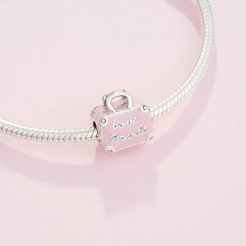Vista 4 de PANDORA Joyería rosa bolsa de viaje encanto de plata esterlina