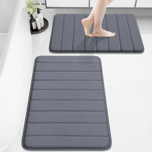 Vista 71 de Buganda Juego de 2 alfombras y tapetes de baño de espuma viscoelástica, lavables a máquina, suaves, antideslizantes, absorbentes, para baño, ducha