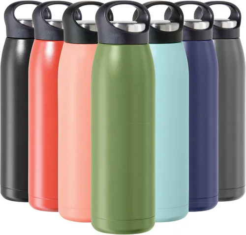 Vista 11 de OGGI Freestyle - Botella de agua aislada de acero inoxidable, doble pared aislada al vacío, termo de viaje, 23 onzas (23.0 fl oz), color negro
