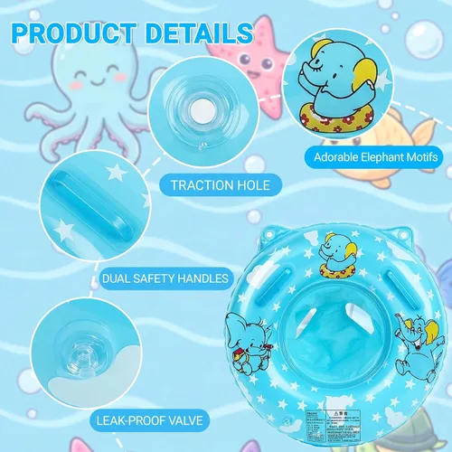 Vista 6 de Flotador de piscina para bebé, flotador de natación para bebés inflables con asiento de seguridad para niños de 6 a 36 meses, flotadores para bebés