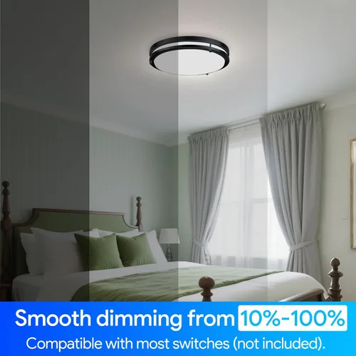 Vista 2 de Energetic - Lámpara de techo empotrada LED de 14 pulgadas, 3000K/4000K/5000K color ajustable, lámpara de techo regulable para dormitorio, cocina