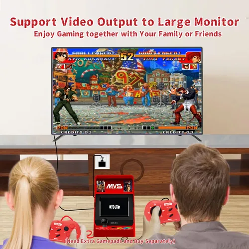 Vista 4 de UNICO MVS Mini Home Arcade Machine, 45 juegos clásicos precargados 10 KOF 5 Metal SLUG 7 Fatal Fury 6 Samurai SHODOWN y más, pantalla de 3.5