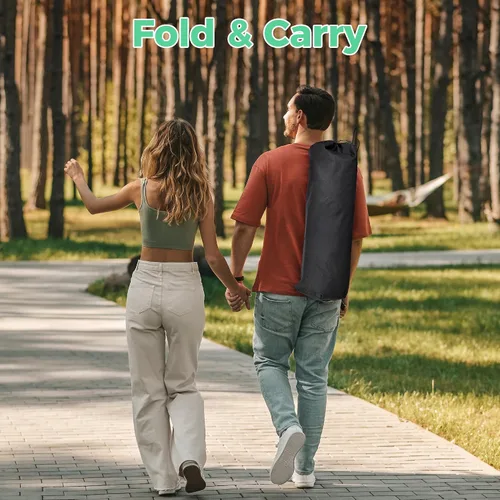 Vista 6 de Hamaca de camping con reposapiés, resistente y plegable, portátil, mecedora, para exteriores, campamento, con soporte para tazas, almohada