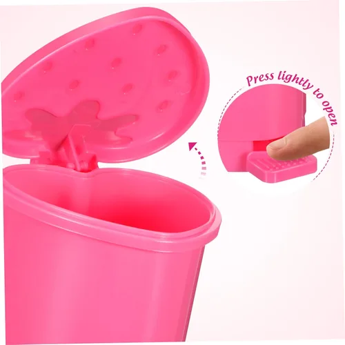 Vista 3 de Healeved Bote de basura de fresa, mini bote de basura para escritorio, baño, pequeño, para escritorio, automóvil, oficina, cocina, pequeño basurero
