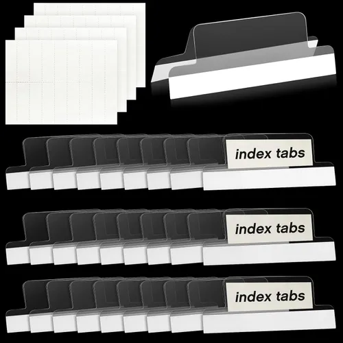 Vista 10 de Gersoniel 200 pestañas autoadhesivas insertables de 2 pulgadas con insertos imprimibles con etiquetas para carpetas de archivos, índice de plástico