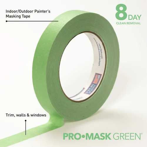 Vista 2 de IPG ProMask Green, 8-Day Painter's Tape, 0.70" x 60 yd, Green, (Single Roll)