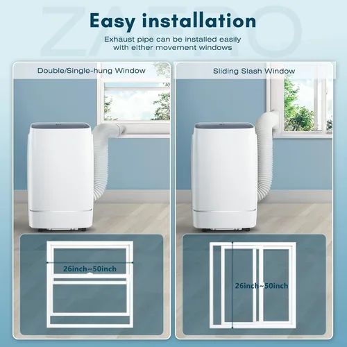 Vista 4 de ZAFRO Aire acondicionado portátil, aire acondicionado de 12000 BTU para habitaciones de hasta 550 pies cuadrados, unidad de CA portátil 3 en 1