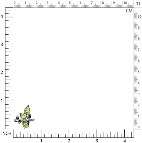 Vista 2 de Silvershake Anillo de plata de ley 925 de peridoto natural de 3 piedras de 2,76 quilates