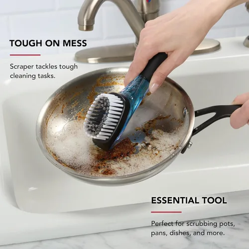 Vista 3 de KitchenAid Cepillo dispensador de jabón para fregadero con mango fácil de llenar, cerdas de nailon para una limpieza resistente, mango de agarre