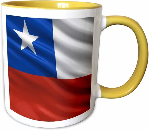 Vista 10 de 3dRose Taza de cerámica con diseño de bandera de Chile agitando en el viento, 11 onzas Blanco