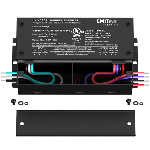 Vista 2 de EMITEVER Controlador LED regulable de 30 W, fuente de alimentación regulable Triac de 24 V, transformador de CA a CC para luz LED, compatible
