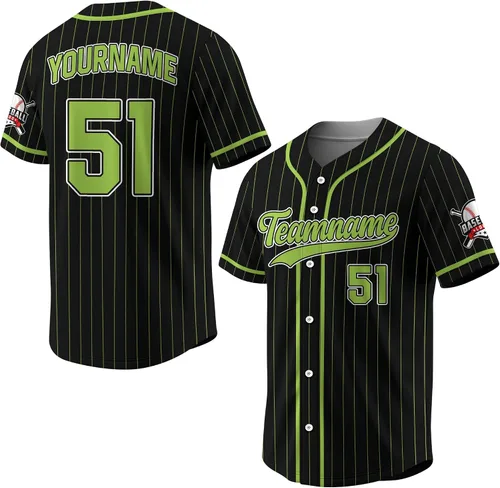 Vista 22 de Camiseta de béisbol a rayas personalizadas con logotipo de número de nombre para hombres, mujeres, jóvenes, niños, camiseta de uniforme