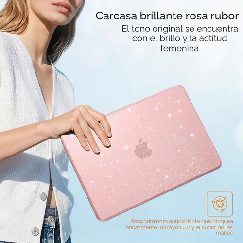Vista 4 de EooCoo Funda para MacBook Neo de 13 pulgadas 2026, 100% color coincidente Blush brillante