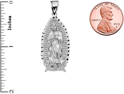 Vista 3 de Collar con colgante de plata de ley de FDJ, con la Virgen de Guadalupe