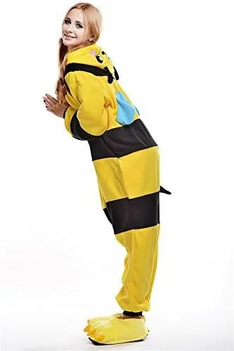 Vista 4 de Newcosplay - Pijama de abeja para adulto, unisex, disfraz de Halloween, L