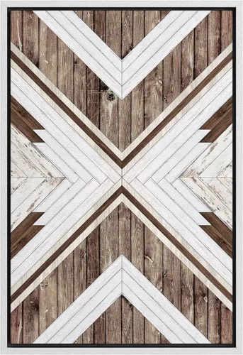 Vista 39 de IDEA4WALL Lienzo enmarcado para pared, decoración occidental, collage de polígonos de diamantes, paneles geométricos abstractos de madera, arte
