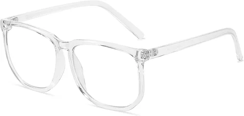 Vista 9 de SHEEN KELLY TR90 Oversized Blue Light Blocking Glasses Men Women Square Computer Eyewear Nerd Black Large Clear Lens