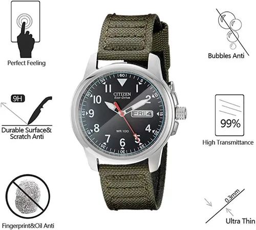 Vista 2 de Protector de pantalla de vidrio templado para Citizen BM8180-03E, 0.012 in 2.5D de alta definición 9H, protector de pantalla transparente prémium