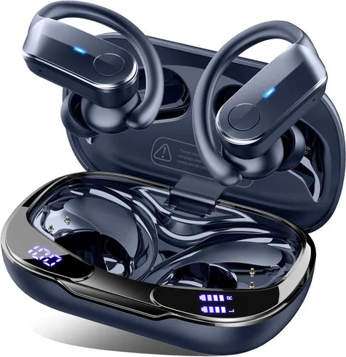 Vista 8 de Auriculares inalámbricos deportivos con ganchos para las orejas, auriculares Bluetooth 5.4 con 4 micrófonos ENC cancelación de ruido, IPX8